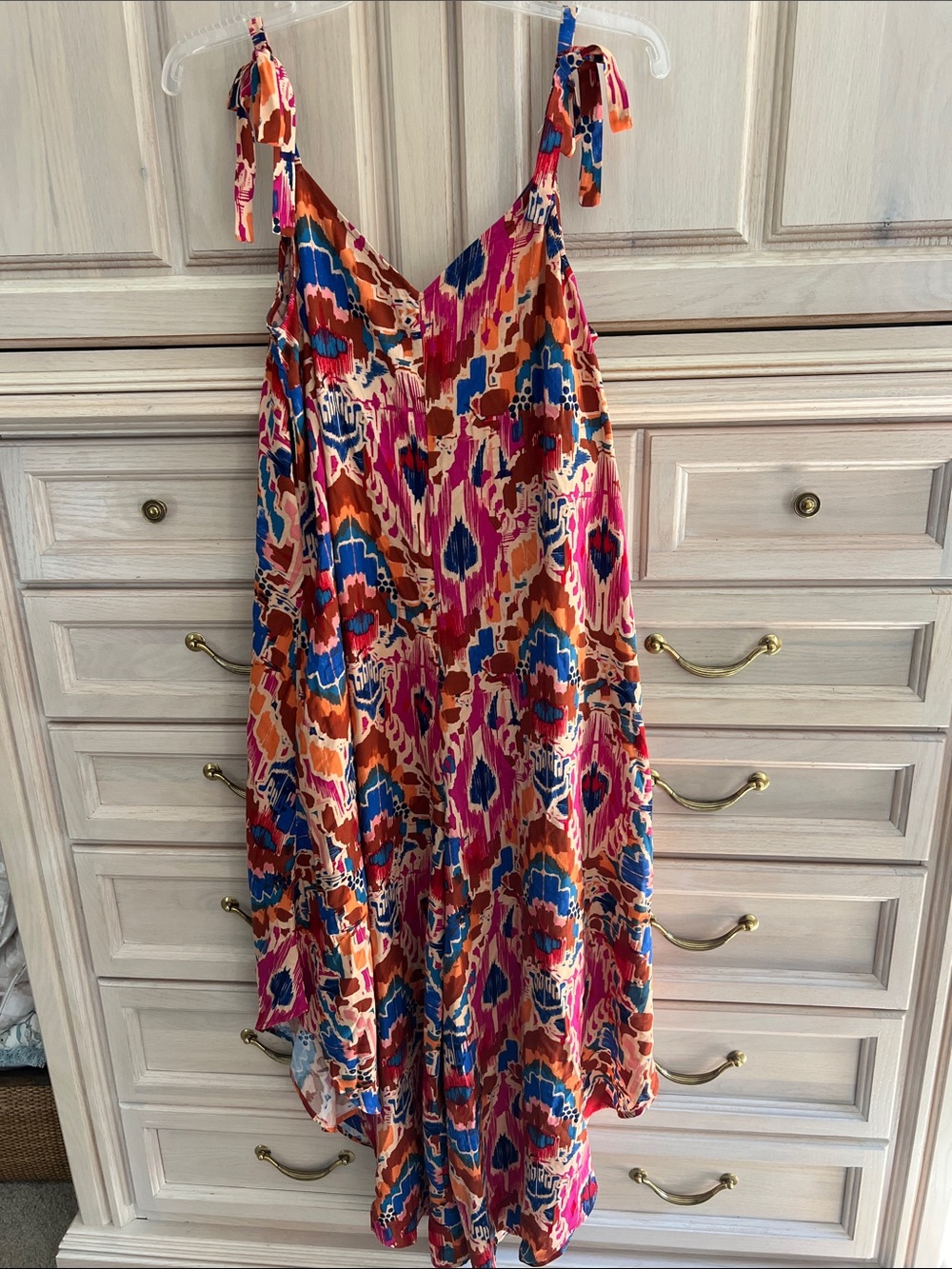 Vince Camuto Multicolor Tie-Shoulder Jumpsuit - Pink, Blue, Orange, Brown